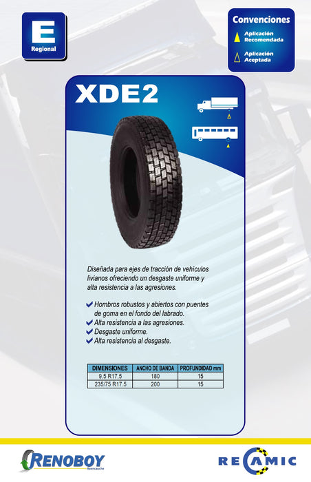 Servicio de Reencauche 205/75R17.5 XDE2