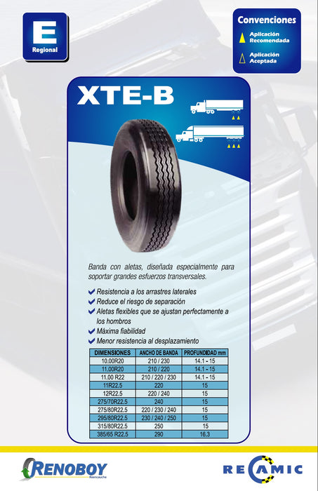 Servicio de Reencauche 295/80R22.5 XTEB