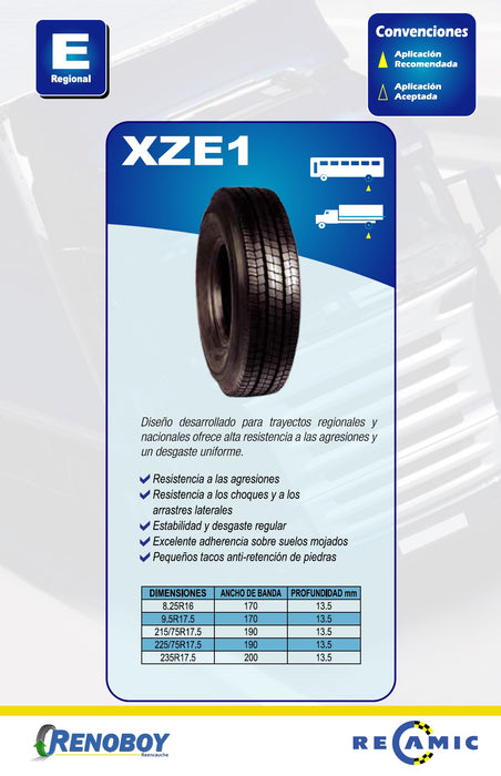 Servicio de Reencauche 9.5R17.5 XZE1