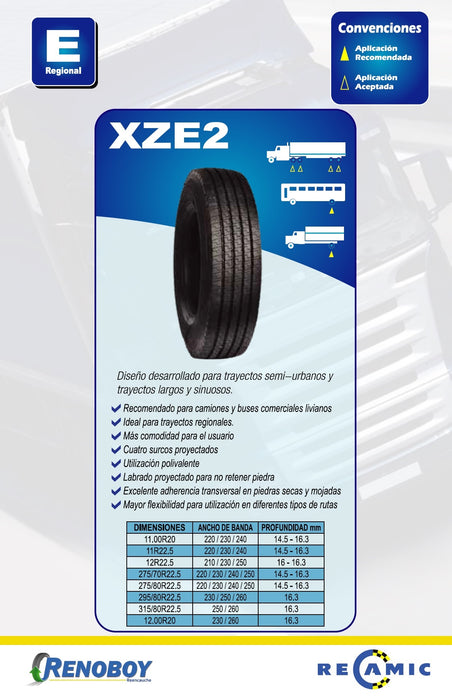 Servicio de Reencauche 245/70R17.5 XZE2