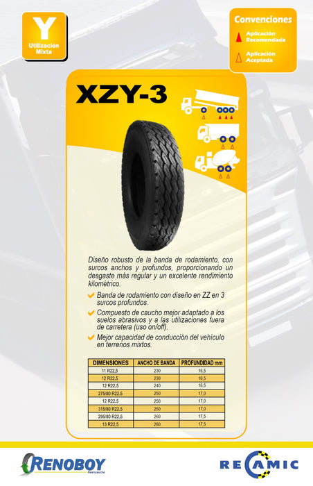 Servicio de Reencauche 275/70R22.5 XZY3