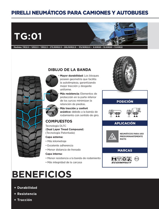 Llanta 295/80R22.5TL 152/148LM+S TG:01