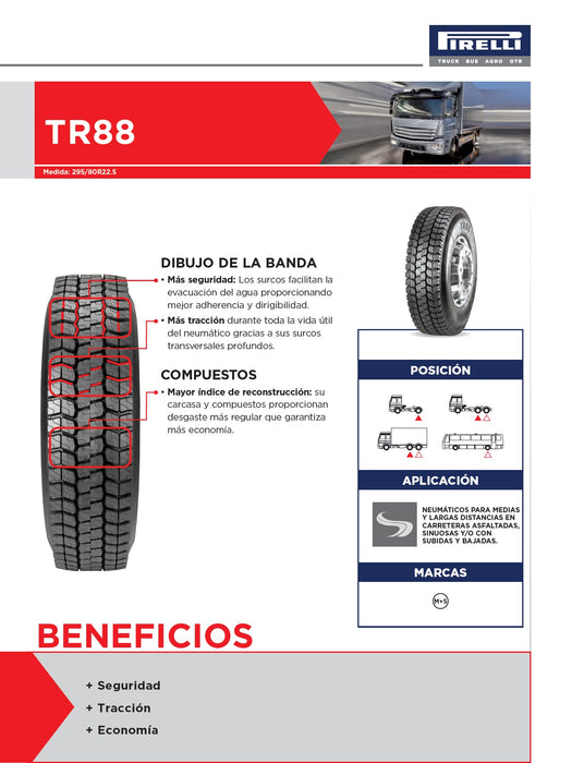 Llanta 295/80R22.5TL 152/148M TR88