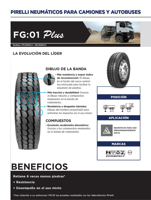 Llanta 13R22.5TL 156/150K M+S FG01S