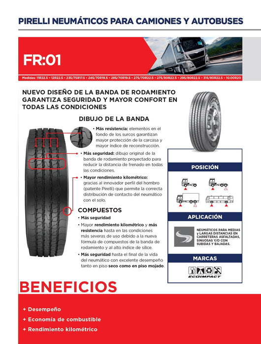 Llanta 275/70R22.5TL 148/145L FR01