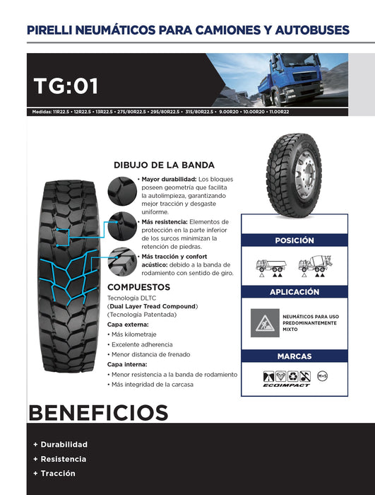 Llanta 295/80R22.5TL 152/148LM+S TG01