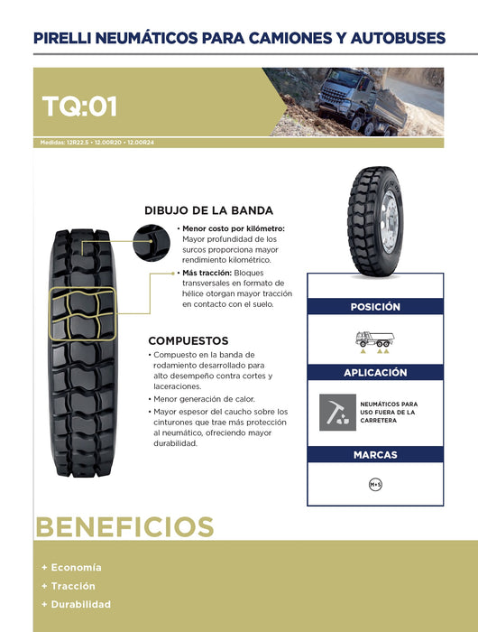 Llanta 325/95R24TL 162/160F (164B) M+S TQ01