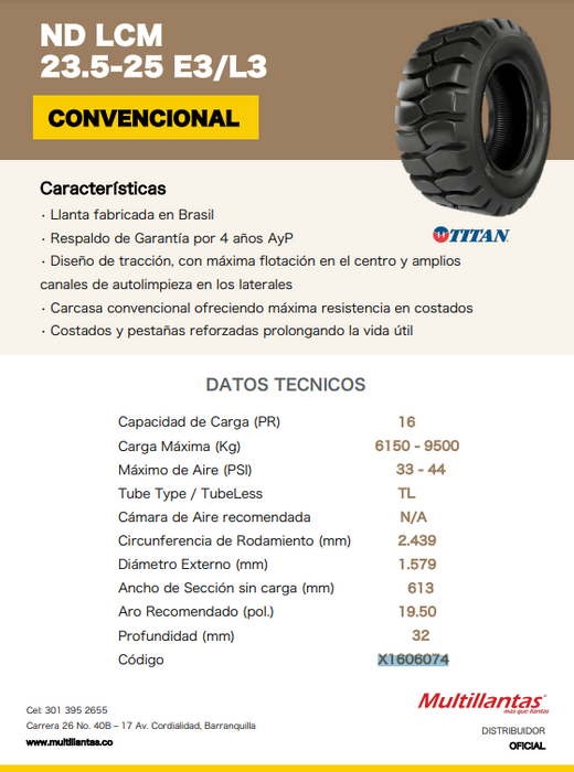 Llanta 23.5-25 E3/L3 ND LCM 16PR TITAN TL