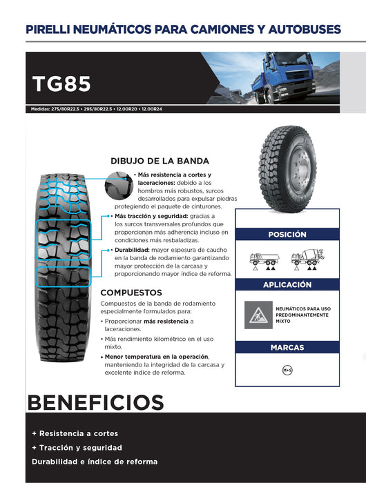 Llanta 11R24.5TL 149/146K TG85 Plus